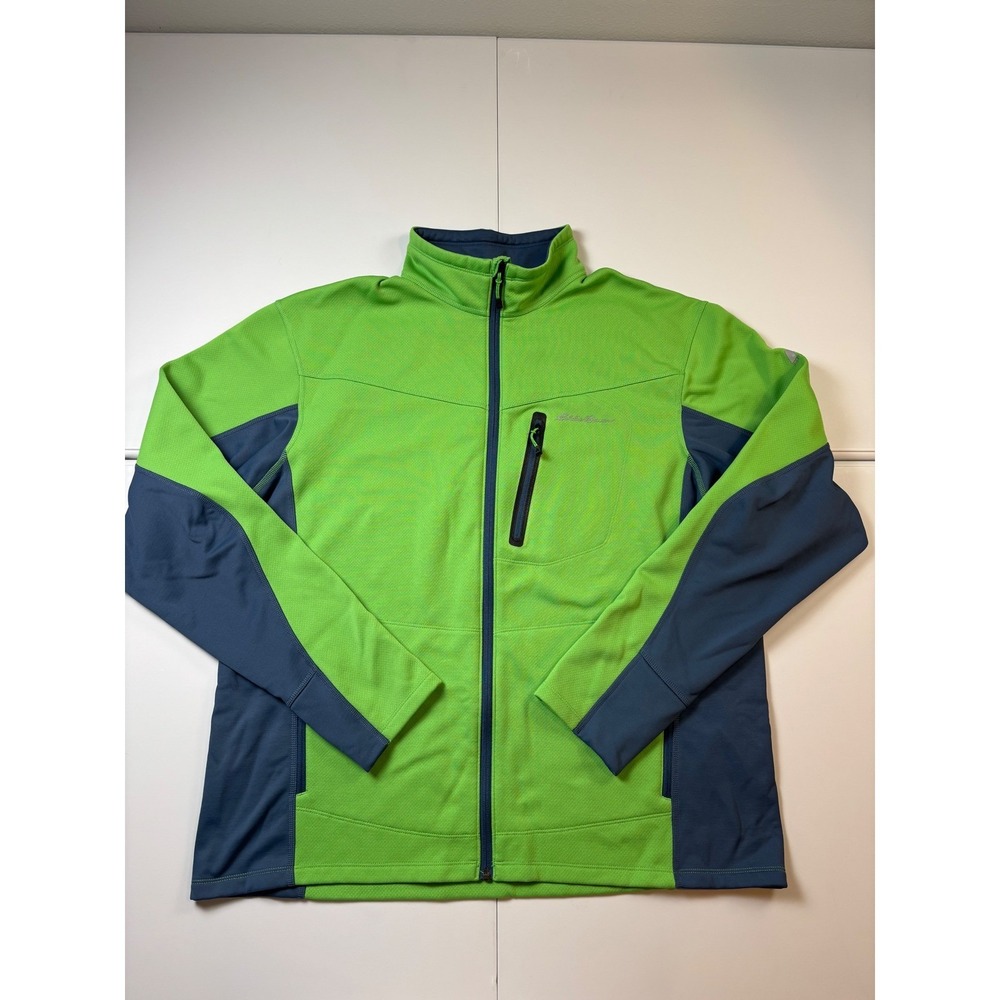 Eddie Bauer First Ascent Jacket Mens XL Green Blue Full Zip Fleece Pullover
